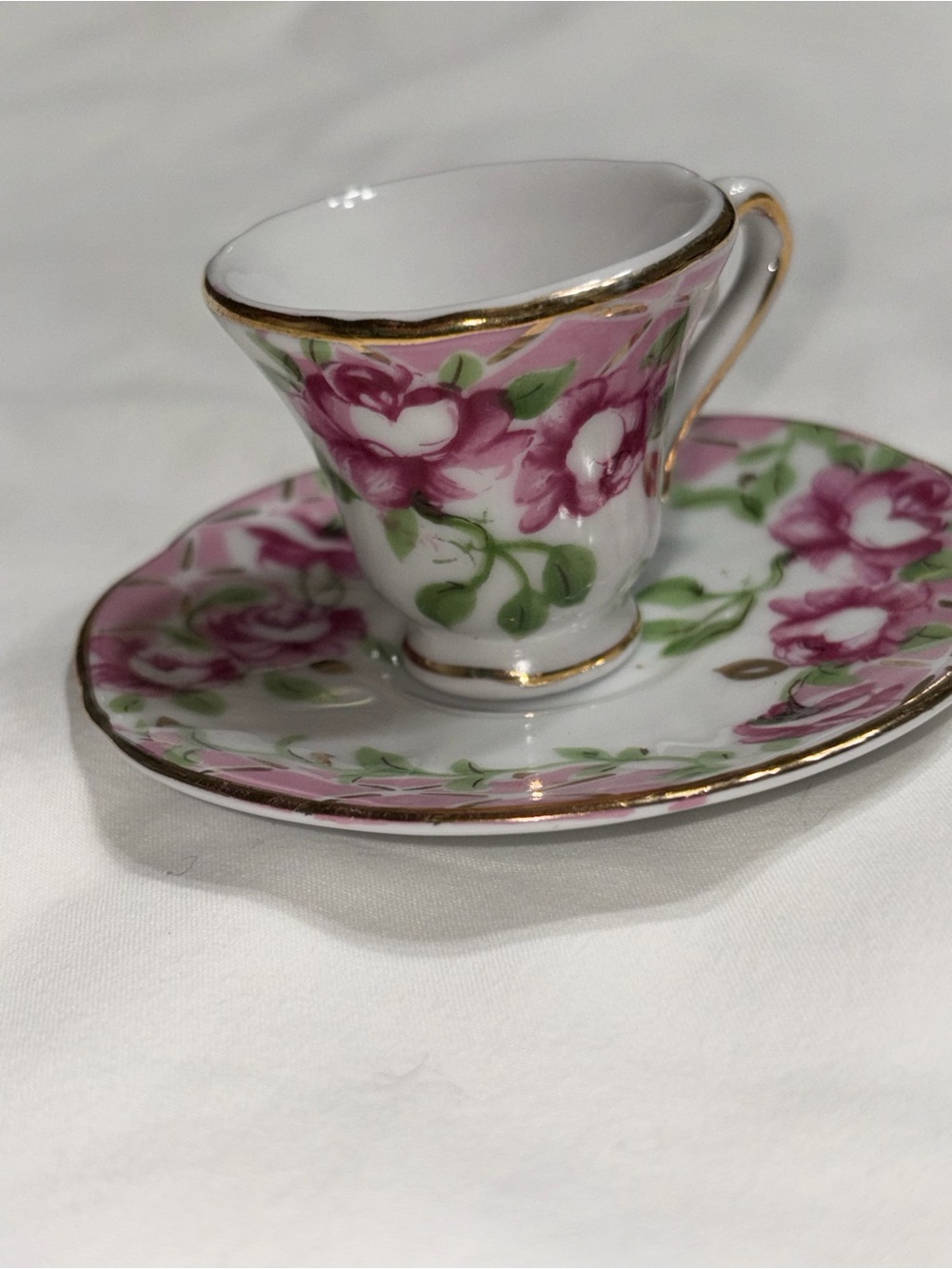 Tiny Porcelain Tea Cups & Saucers 2” high. 12 Assorted. Victorian. Reptoductions - Picture 4 of 15